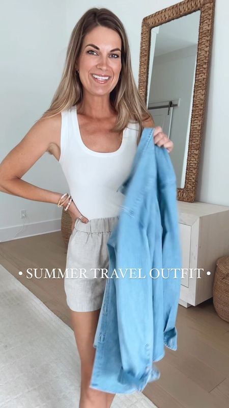 Summer outfit. Wearing xs in the tank and shorts. 2 tall in the shirt. Sneakers true to size.  

#LTKSeasonal #LTKTravel #LTKVideo