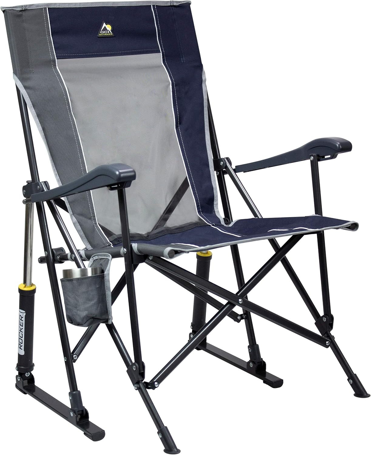 GCI OUTDOOR RoadTrip Rocker Camping Chair | Portable, Folding Rocking Chair with Solid, Durable Armrests, Drink Holder & Comfortable Extended Backrest — Indigo Blue | Amazon (US)