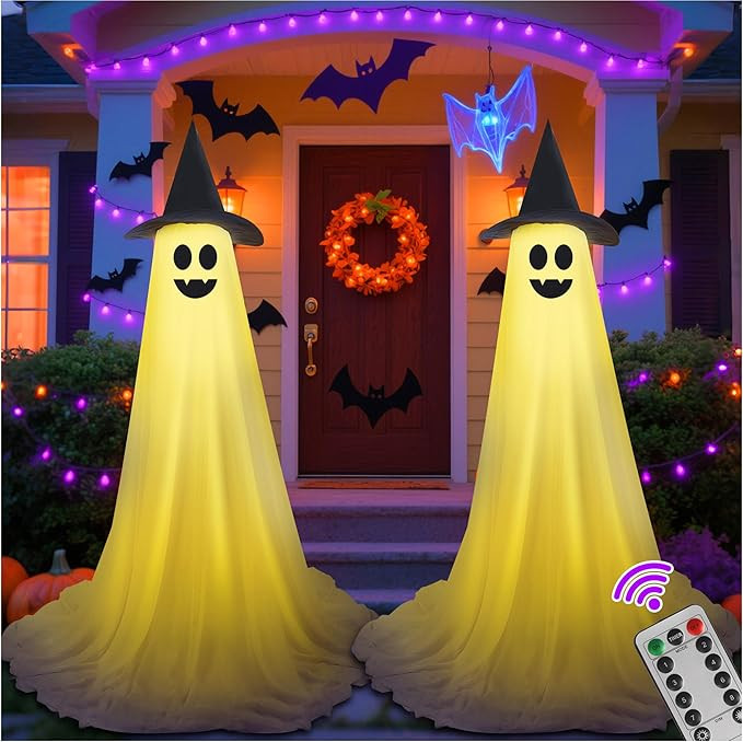 Halloween Light Up Ghost Kit - 2 Pack DIY Halloween Decorations Spooky Ghost Decor with 50 LED Li... | Amazon (US)