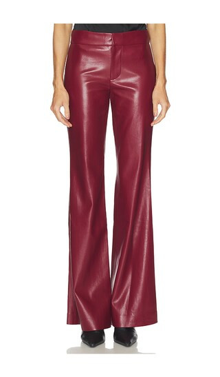 Alice + Olivia Andrew Faux Leather Midrise Bootcut Slim Pant in Red. - size 4 | Revolve Clothing (Global)