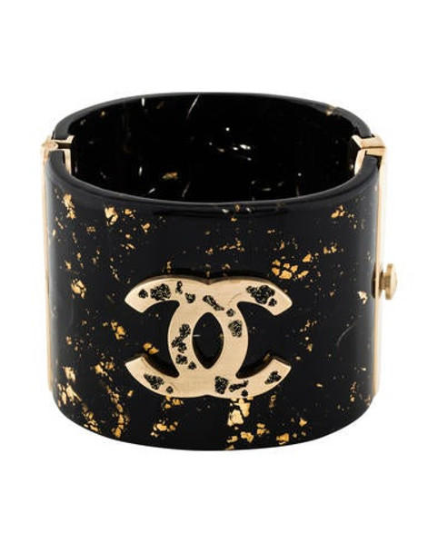 Chanel Resin CC Cuff Gold | The RealReal