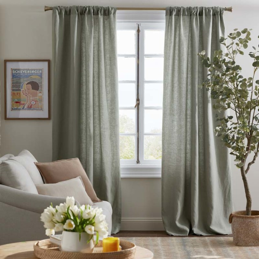 Linen Window Curtain - Blue, 63 in., Size Curtain50 X 63 | The Company Store | The Company Store
