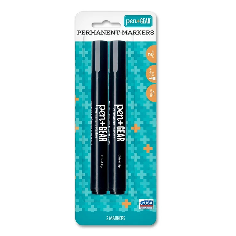 2 Count Pen - Gear  Permanent Markers - Black | Walmart (US)