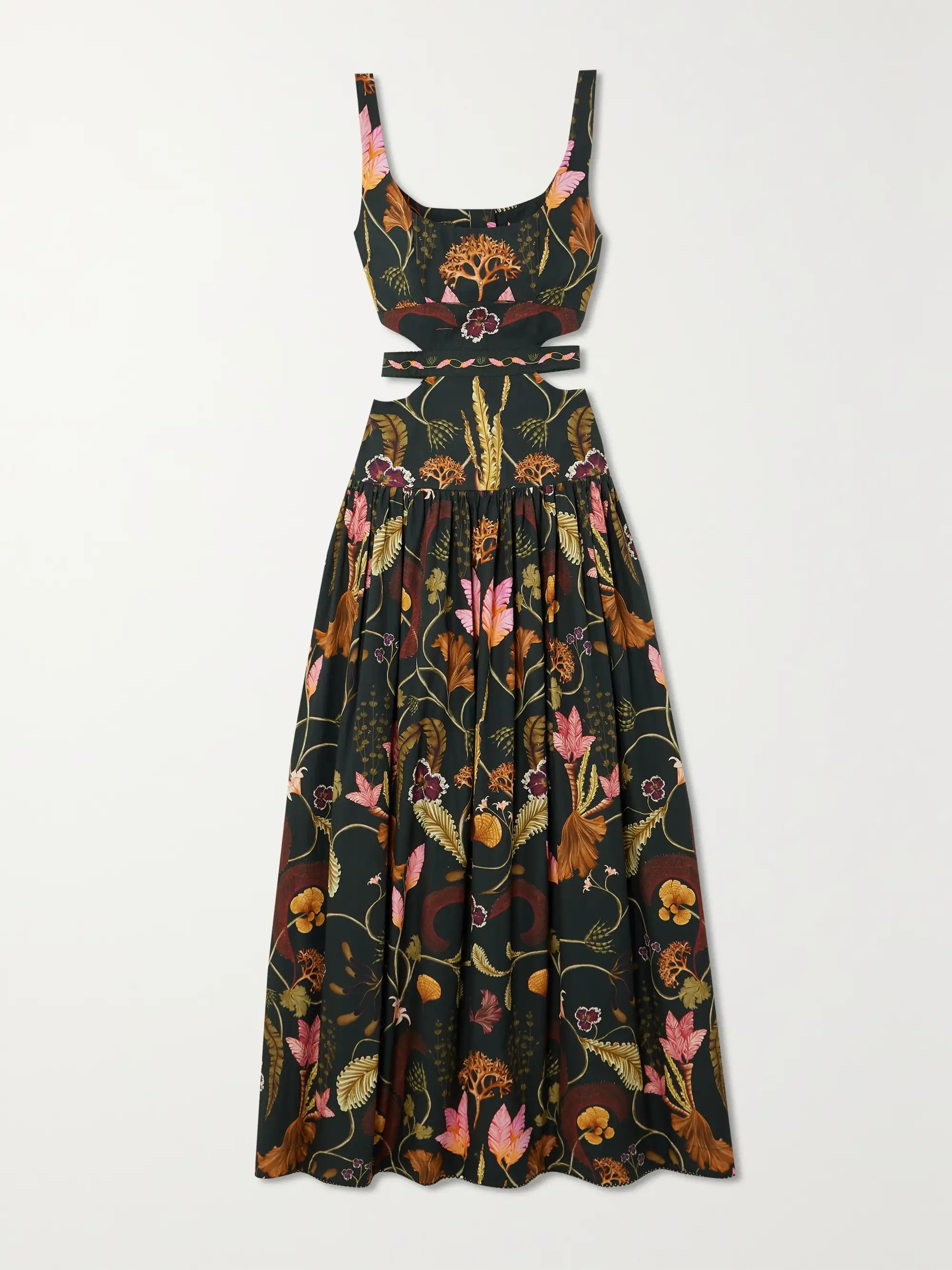 + NET SUSTAIN Totumo cut-out gathered printed cotton maxi dress | NET-A-PORTER (US)