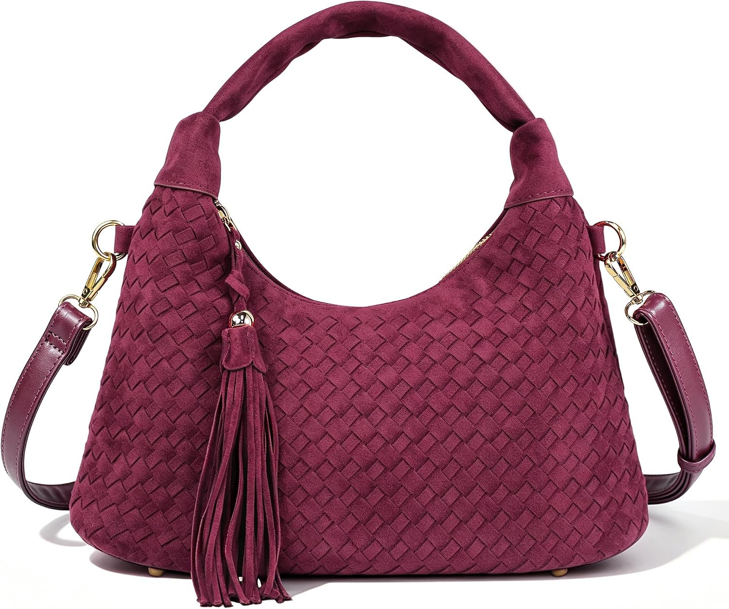MOETYANG Woven Shoulder Bag for Women, Vintage Hobo Purse with Tassel | Amazon (US)