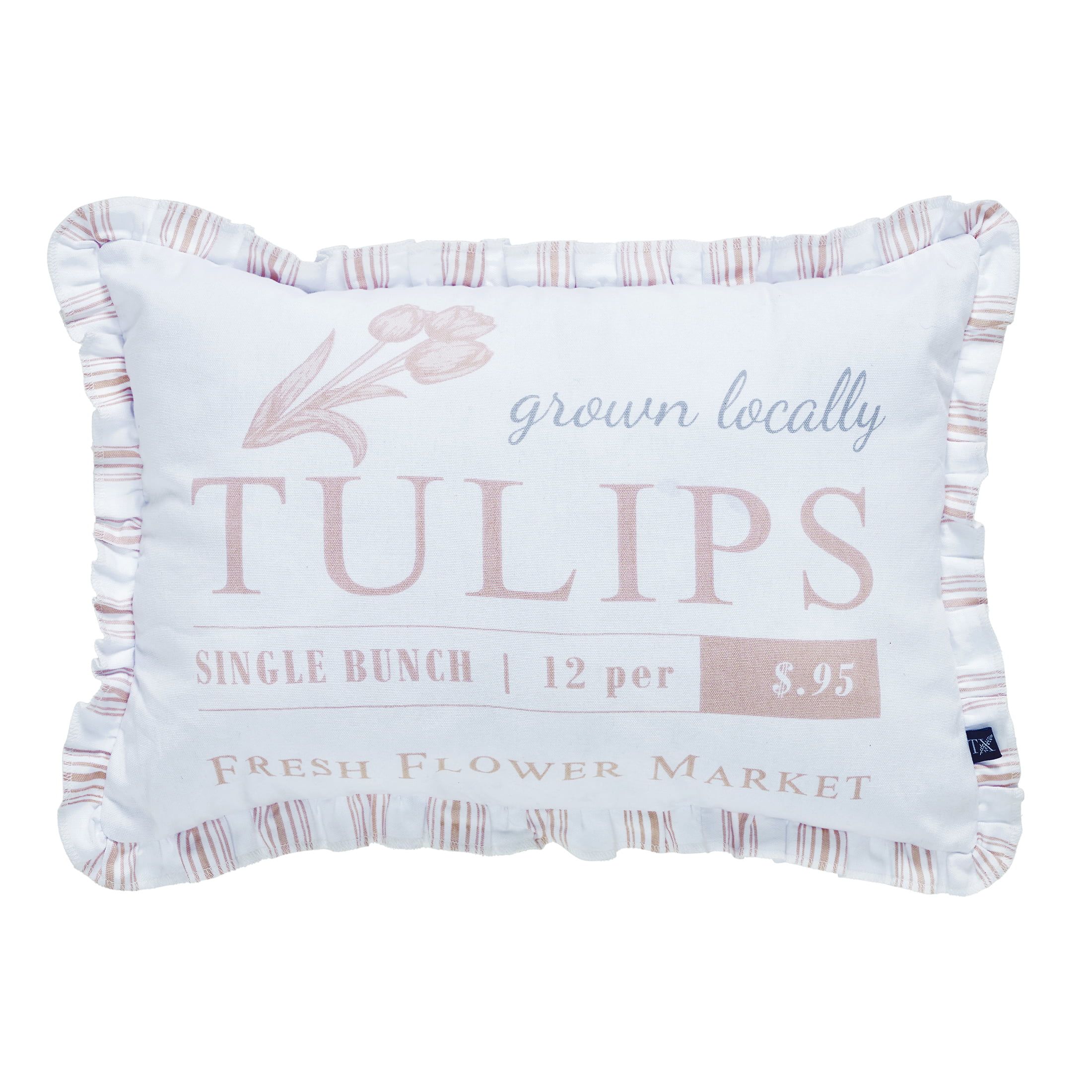 My Texas House April Vintage Tulip Oblong Cotton Decorative Pillow, 14" x 20", Rose Smoke | Walmart (US)