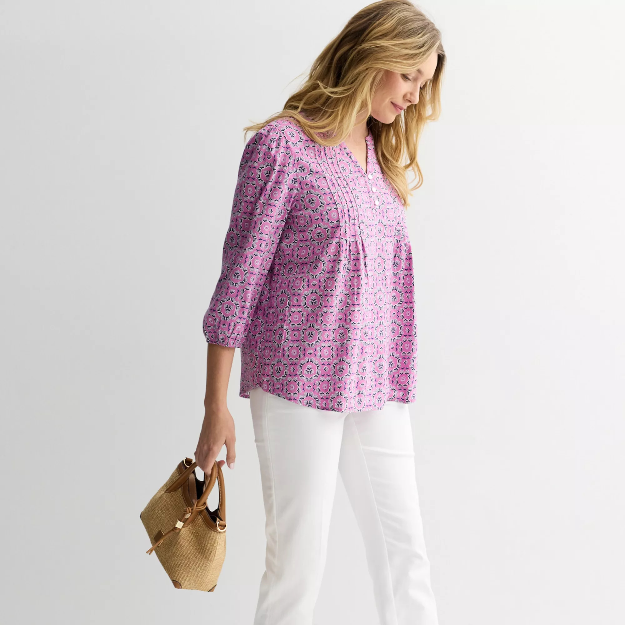 Women's Croft & Barrow® Button Pintucked Top | Kohl's