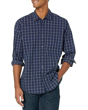 Amazon Essentials Men's Regular-Fit Long-Sleeve Casual Poplin Shirt | Amazon (US)