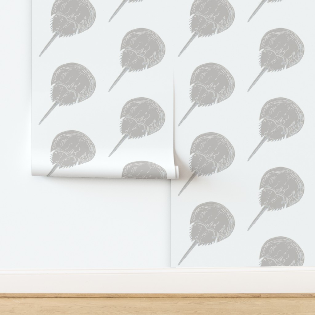 Horseshoe Crab Shell - Light Greige On White. CUSTOM Wallpaper | Spoonflower | Spoonflower