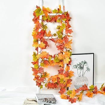 DearHouse 2 Pack Fall Garland Maple Leaf, Hanging Vine Garland Artificial Autumn Foliage Garland ... | Amazon (US)