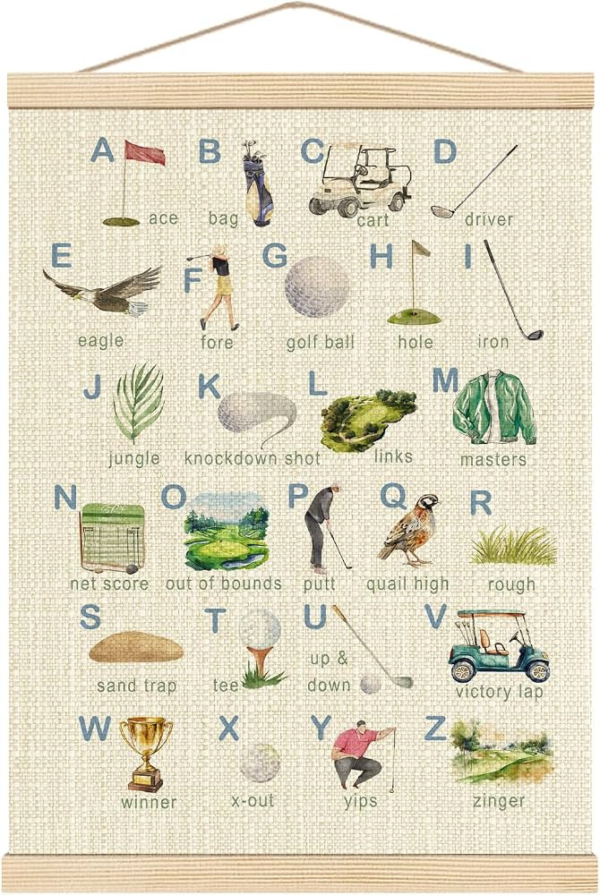Boat Wades Golf Alphabet Nursery Wooden Poster Hangers 12x16 Inch,Golf Gifts Poster Hanger Frame,... | Amazon (US)