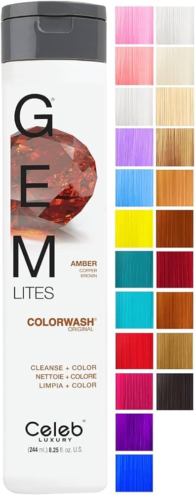 Celeb Luxury, Professional Semi-Permanent Hair Color Depositing Shampoo, Gem Lites Amber Colorwas... | Amazon (US)