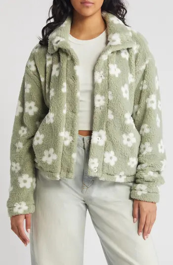 Floral Print High Pile Fleece Jacket | Nordstrom
