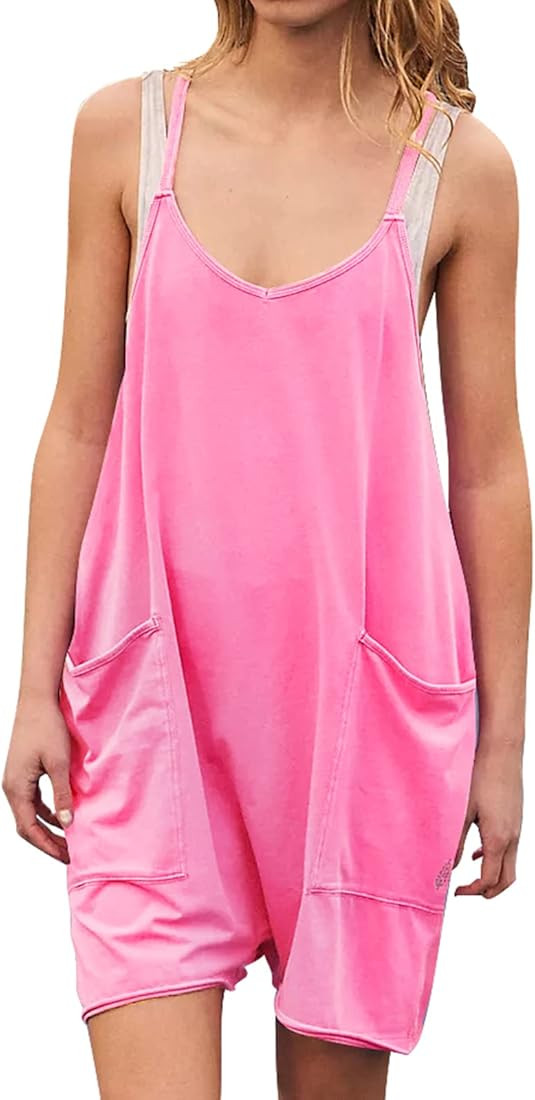 Womens Summer V Neck Sleeveless Rompers Casual Short Pants Overalls One Piece Jumpsuits with Pock... | Amazon (CA)