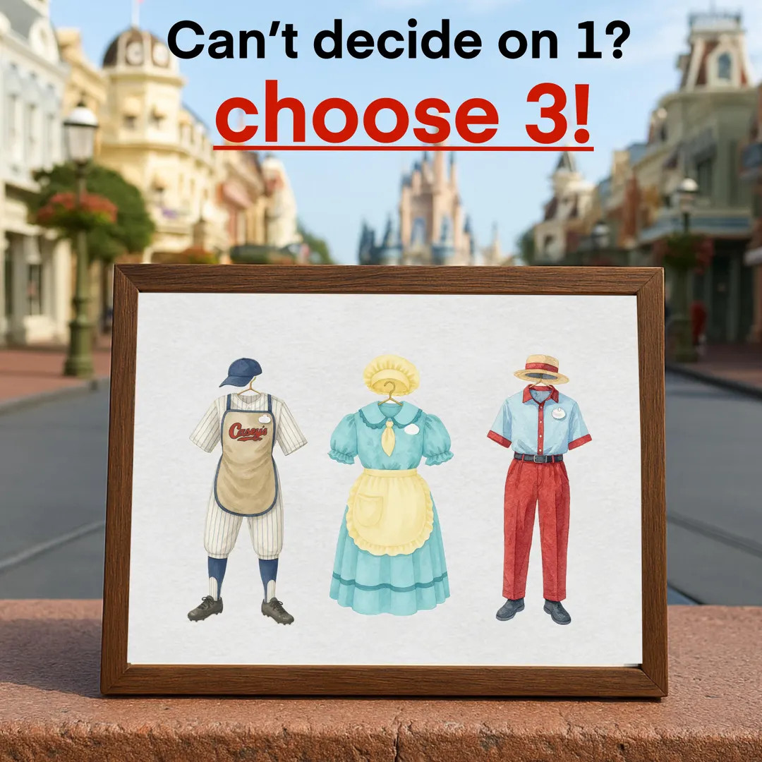 A Custom Multi-costume Disney Watercolor Print | 5x7 Landscape Art With 3 Cast Member Costumes | ... | Etsy (US)