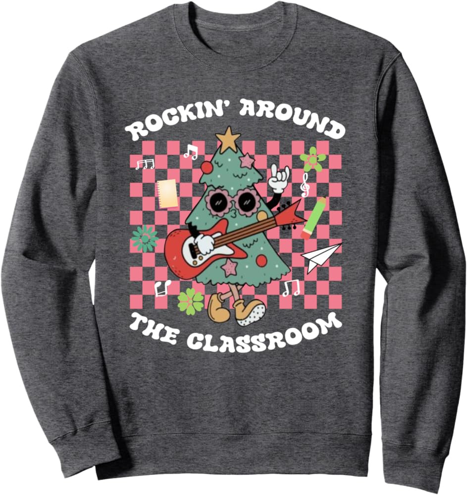 Rockin Around the Classroom, Retro Teacher Christmas Sweatshirt | Amazon (US)