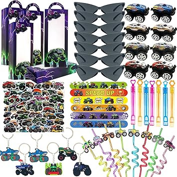 110PCS Monster Truck Party Favors Set,Monster Truck Birthday DecorationsIncluding Slap Bracelets,... | Amazon (US)