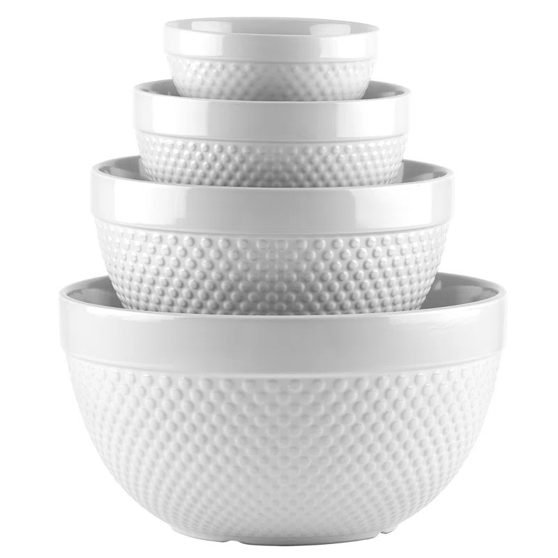 Tabletops Gallery Hobnail 4 Piece Stoneware Mixing Bowl Set | Wayfair North America