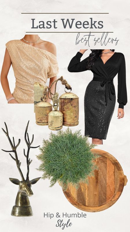 This weeks follower favorites include sequin top and dress, versatile wood tray, gold bells, cedar placemats and a gorgeous gold stag 

#LTKhome #LTKSeasonal #LTKHoliday