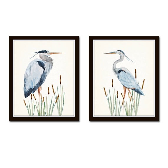 Watercolor Heron Print Set No. 1, Bird Prints, Giclee, Art Print, Coastal Art, Wall Art, Coastal ... | Etsy (US)