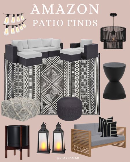 Outdoor patio home decor finds, black and white patio decor, summer patio decor 

#LTKSeasonal #LTKHome
