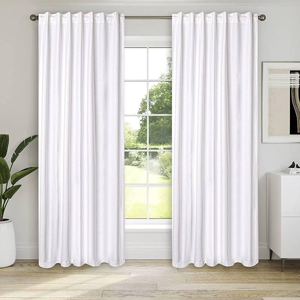 Life By Cotton Farmhouse Slub Duck Curtains 50x84 inch White Textured Slub, 84 Inch Cotton Curtai... | Amazon (US)