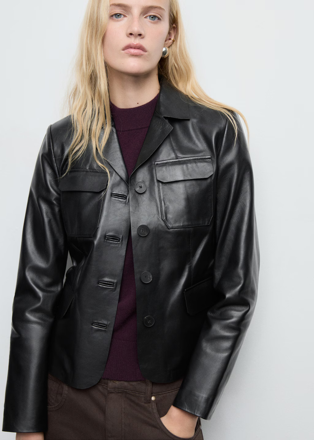 Leather blazer with pockets - Women | MANGO USA | Mango (US/MX/AU)