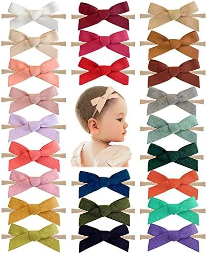 Amazon.com: 24PCS Baby Nylon Headbands Hairbands Hair Bow Elastics for Baby Girls Newborn Infant ... | Amazon (US)