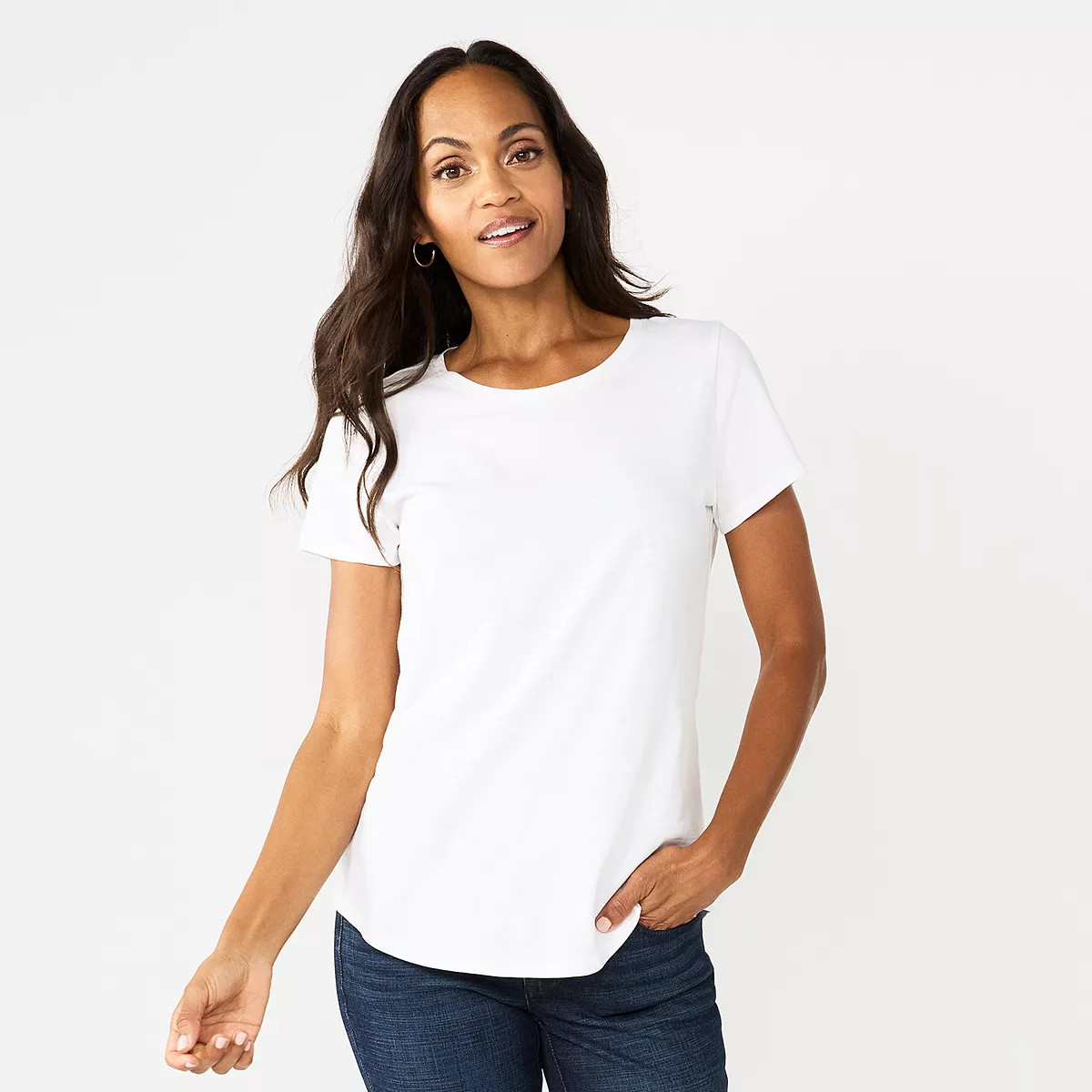 Women's Sonoma Goods For Life® Short Sleeve Curved Hem Crewneck Tee | Kohl's