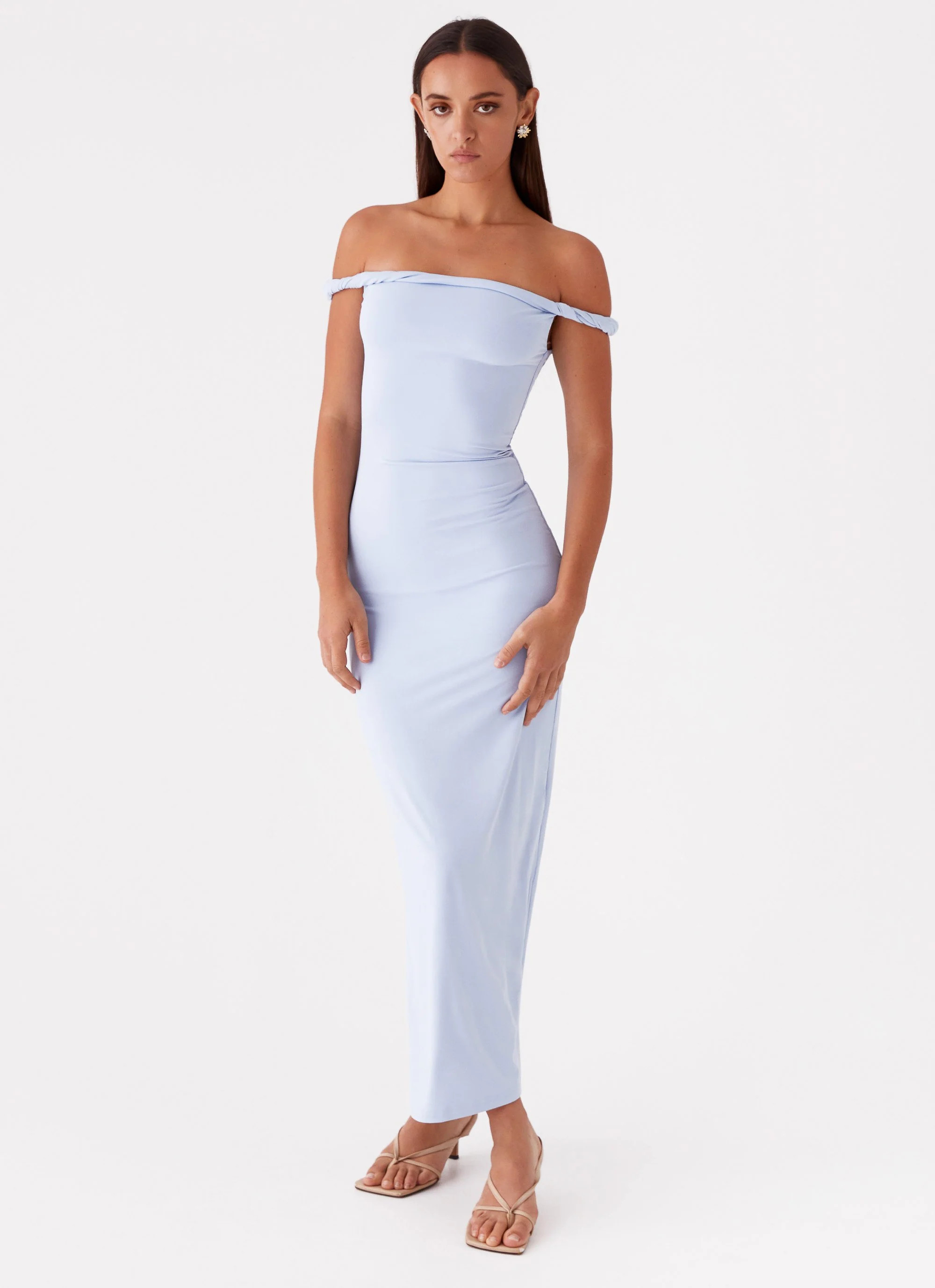 Arabella Twist Shoulder Maxi Dress - Blue | Peppermayo (Global)