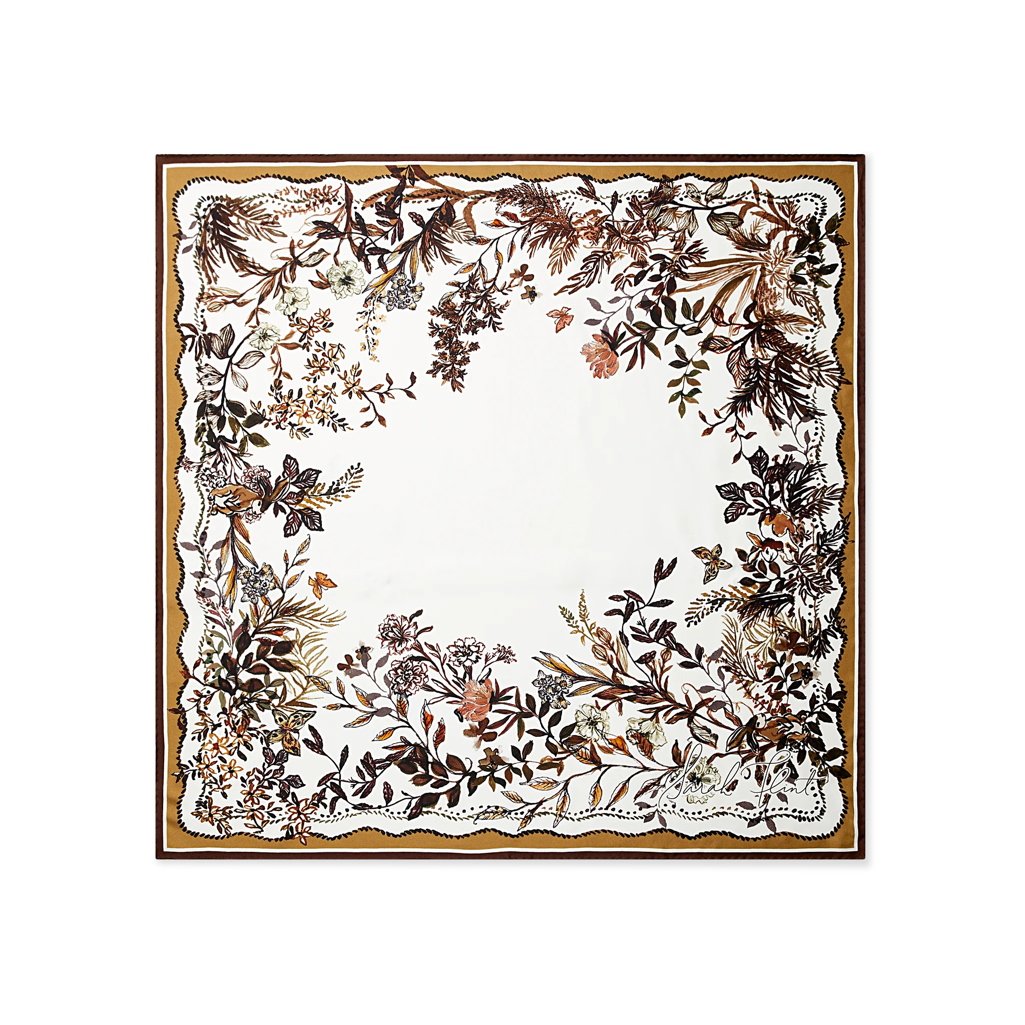 Hidden Garden Scarf 90 | Chestnut Silk | Sarah Flint | Sarah Flint