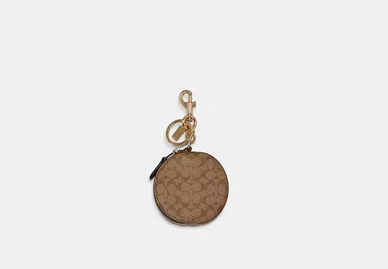 Circular Coin Pouch Bag Charm In Signature Canvas | Coach Outlet
