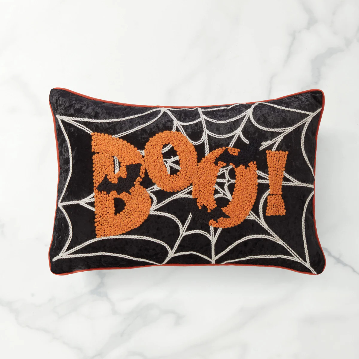 Boo! Web & Bats 14x20 Beaded Halloween Pillow | Lenox