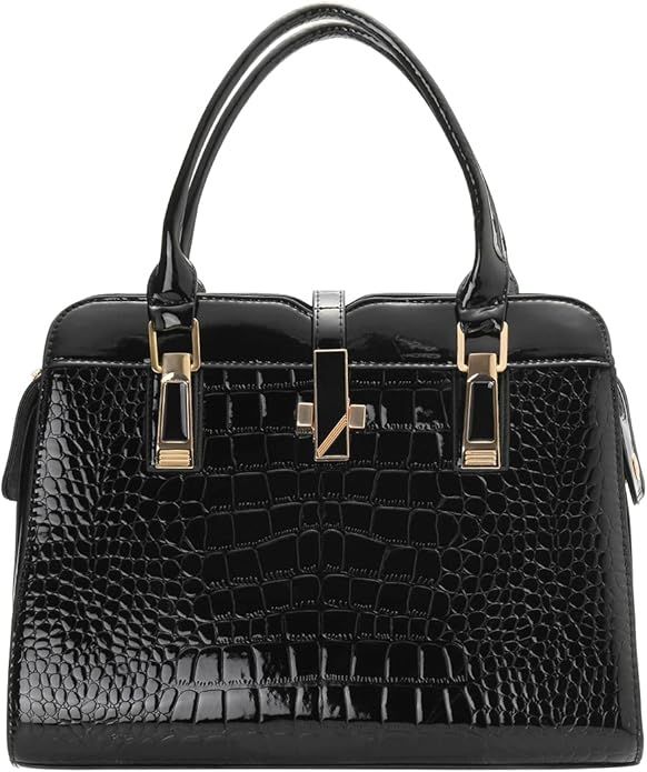 Vegan Material Handbags Cross-body Bag Shoulder Bag Vintage Medium Crocodile Black: Handbags: Ama... | Amazon (US)