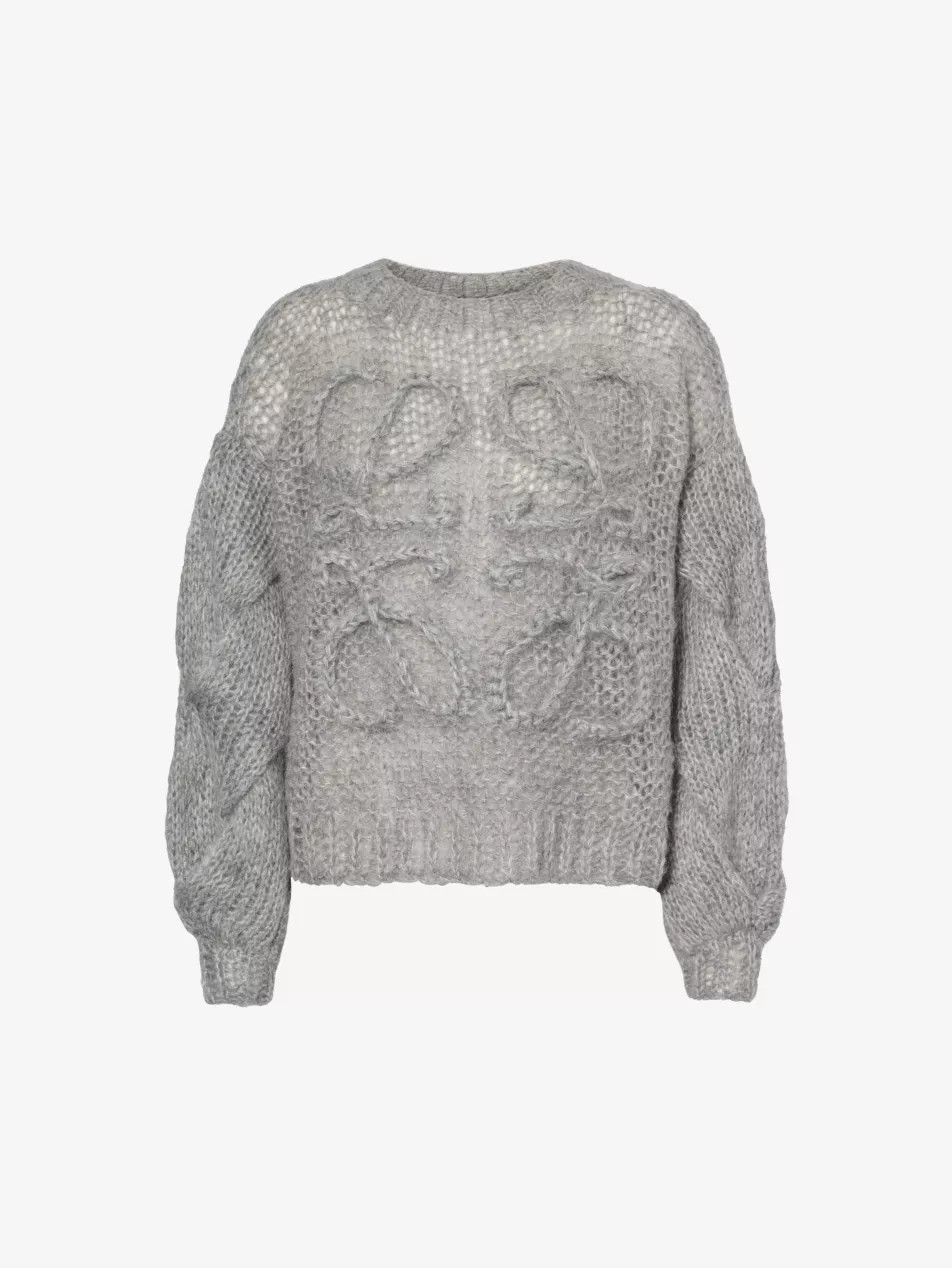 Anagram-pattern dropped-shoulder wool-blend knitted jumper | Selfridges