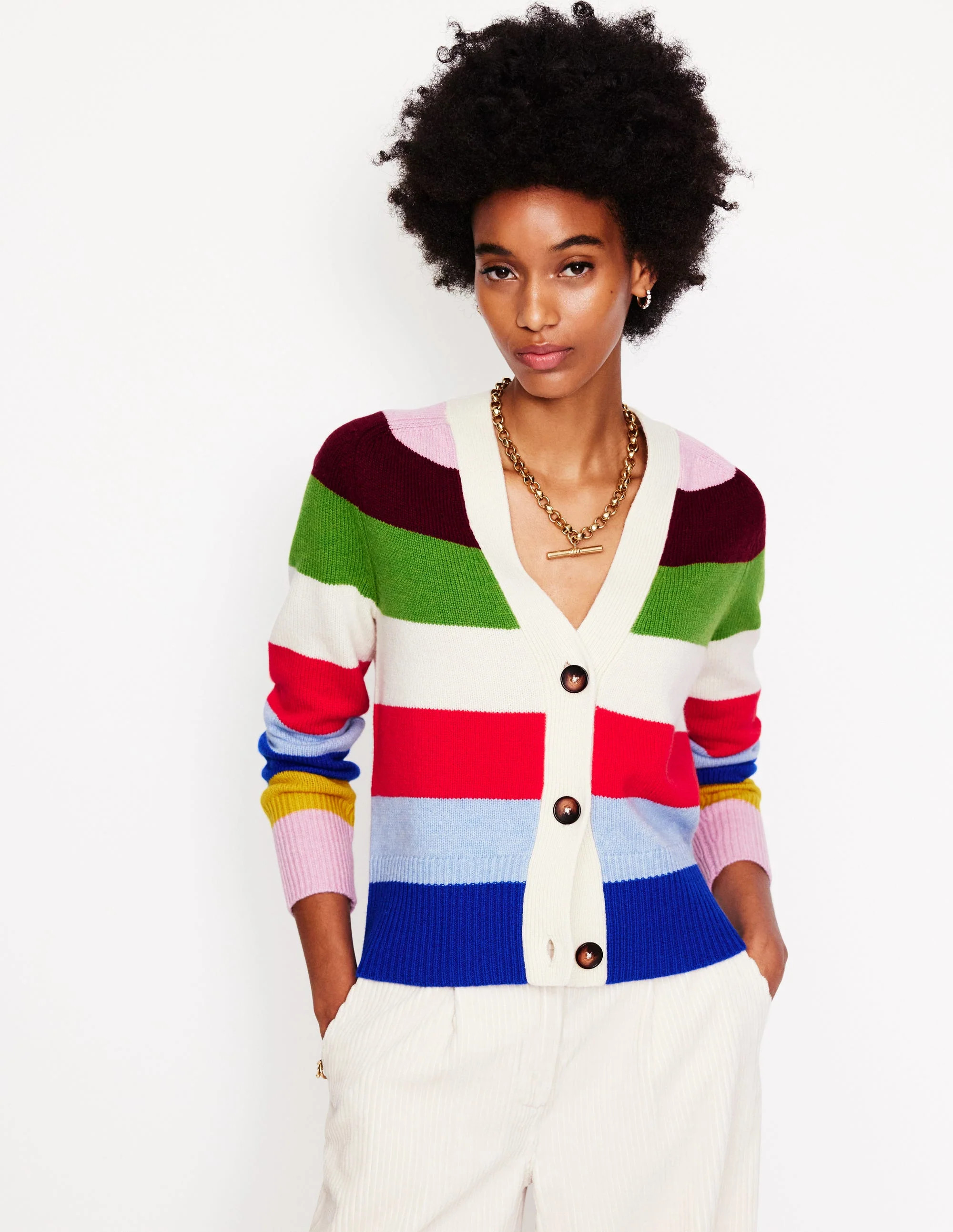 Olivia Merino Cardigan-Multi, Rainbow | Boden (US)