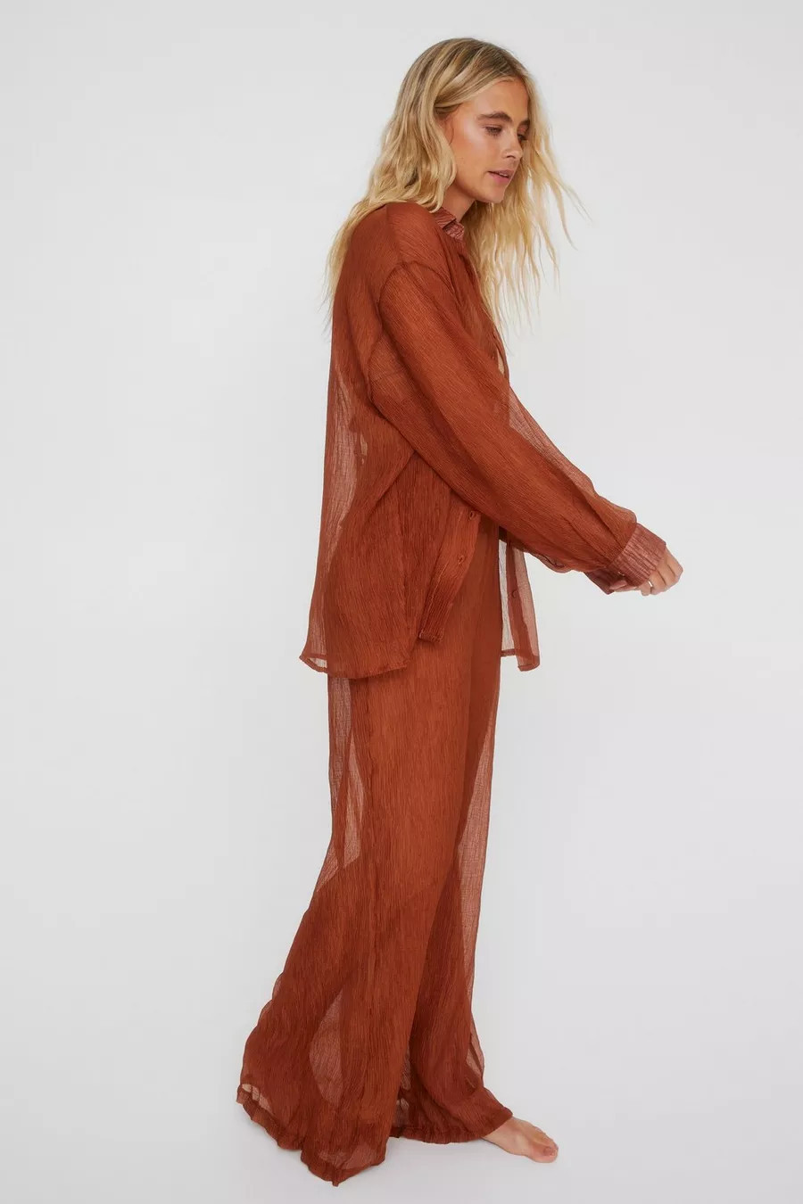 Plisse Wide Leg Beach Pants | Nasty Gal US