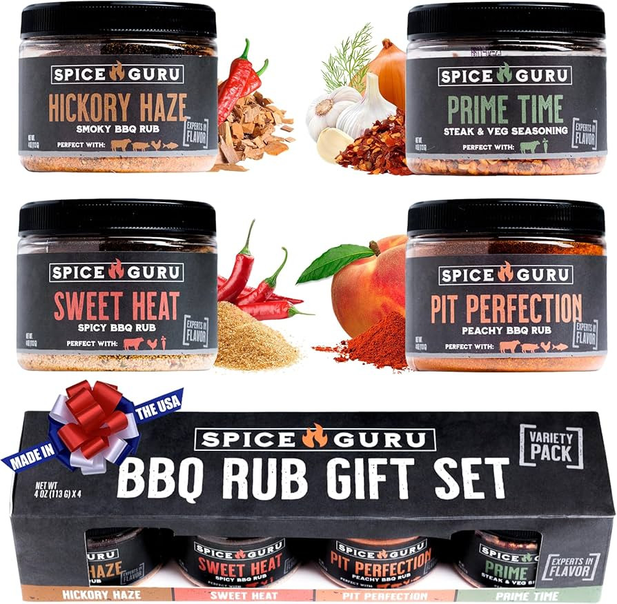 Spice Guru BBQ Rub Set - 4 Flavor BBQ Seasoning Set - Gifts for Men Who Cook - Dad Gifts for Dad ... | Amazon (US)