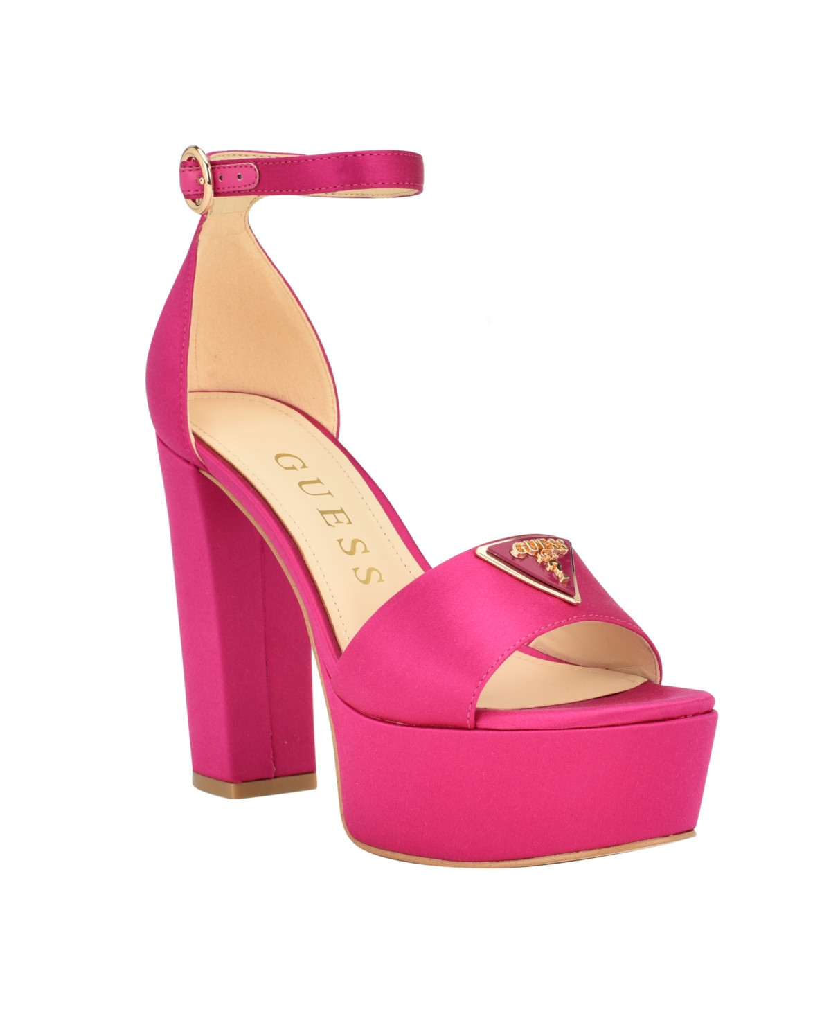 Guess Women's Seton Two-Piece Platform Dress Sandals - Dark Pink Satin | Macy's