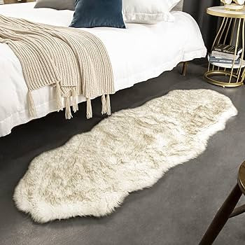Ashler HOME DECO Ultra Soft Faux Fox Fur Rug White Brown Fluffy Area Rug, Carpets Fluffy Rug Chai... | Amazon (US)