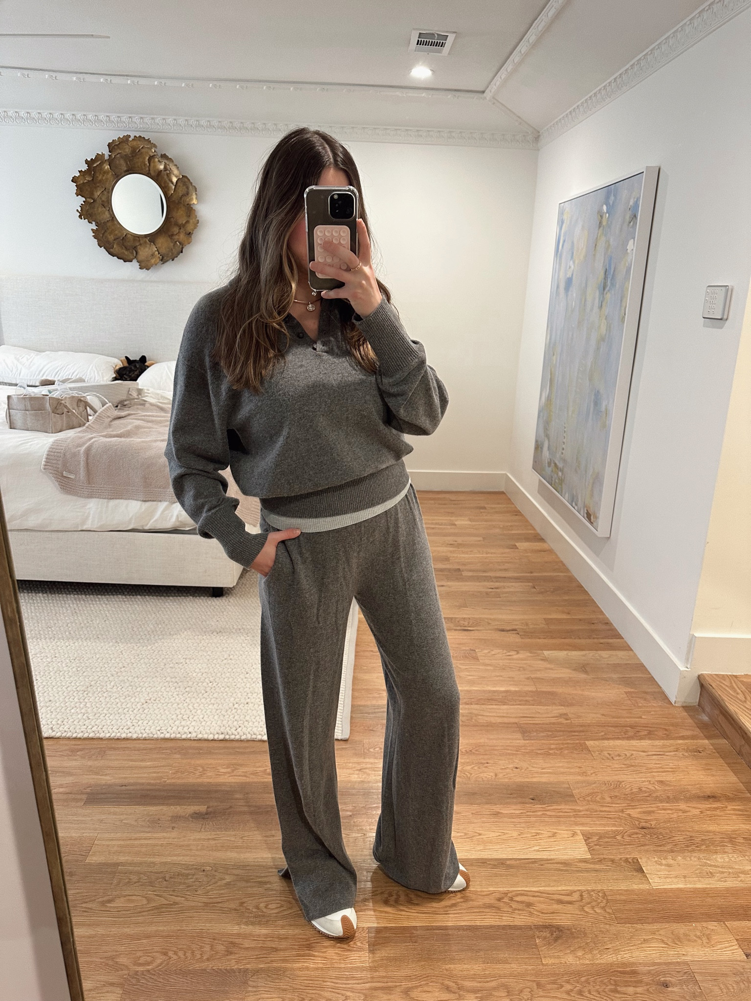 Grey knit cashmere set I also have in navy! Worth every penny 

#LTKFindsUnder100 #LTKHoliday #LTKStyleTip