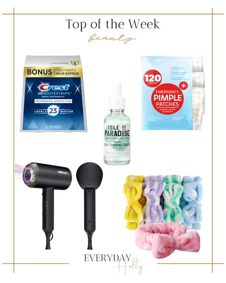 These Amazon beauty top sellers for last week would make great Christmas gifts and stocking stuffers!! These are my go to teeth whitening strips & face tanning drops.
Acne patches | hair dryer | isle of paradise tanning drops | crest white strips | spa hair headbands 

#LTKunder50 #LTKbeauty #LTKHoliday