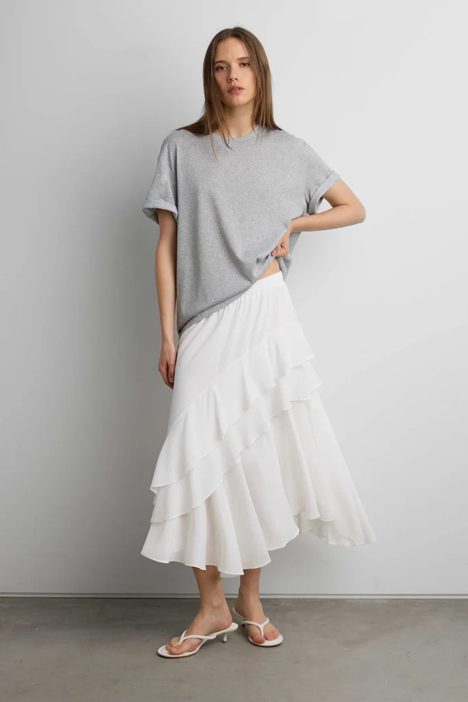 ASYMMETRICAL TIERED MAXI SKIRT | OAK + FORT