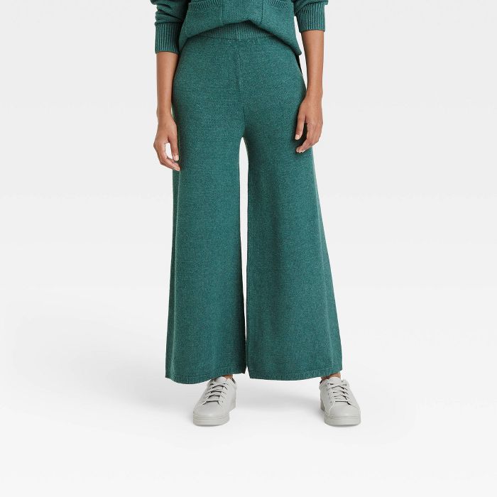 Women's Mid-Rise Wide Leg Ankle Sweater Pants - A New Day™ | Target