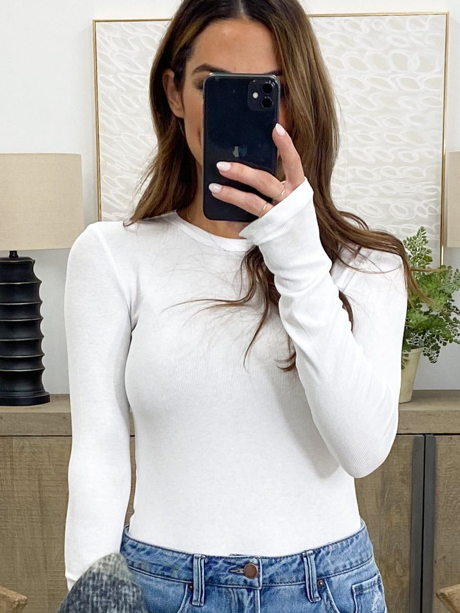Elevated Essential Ribbed Long Sleeve | White | +Plus Available | Talulah