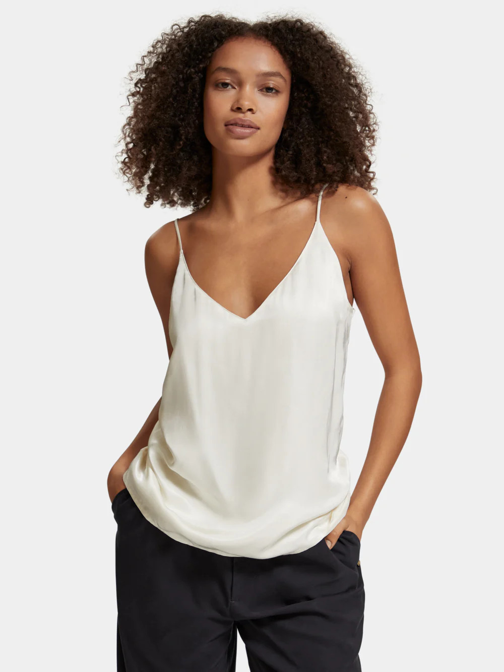 Jersey tank with woven front | Scotch and Soda (AU)