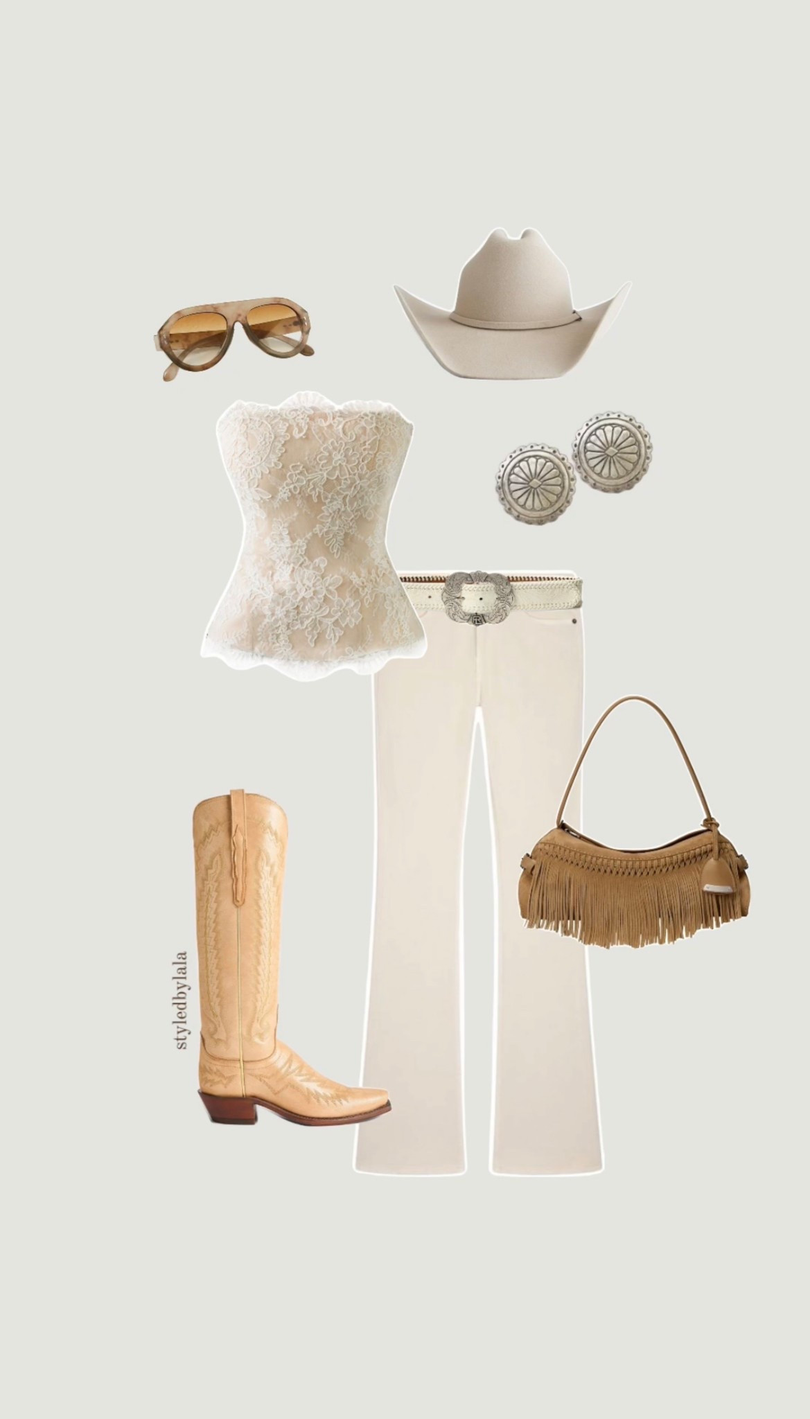 Corset is La Musa & boots Lucchese Priscilla in champagne