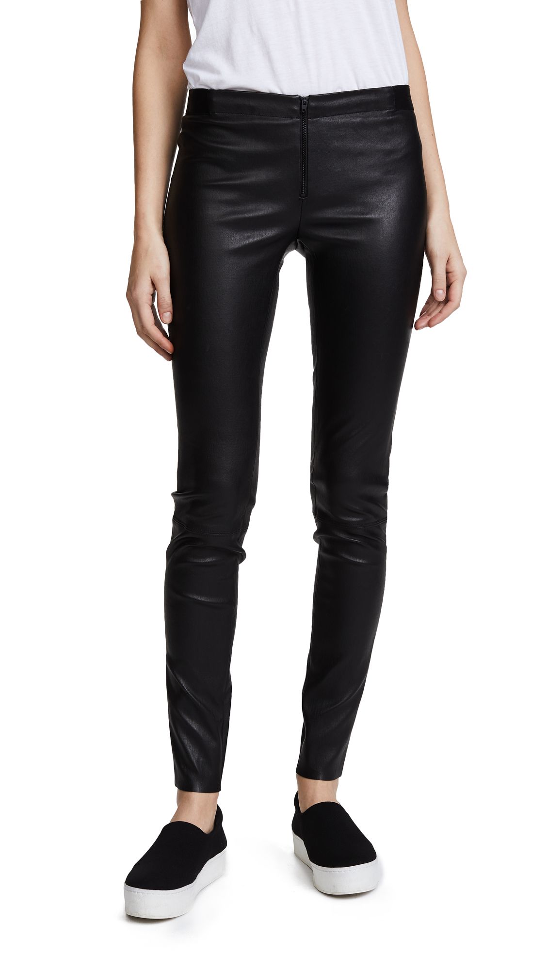 alice + olivia Zip Front Leather Leggings | Shopbop