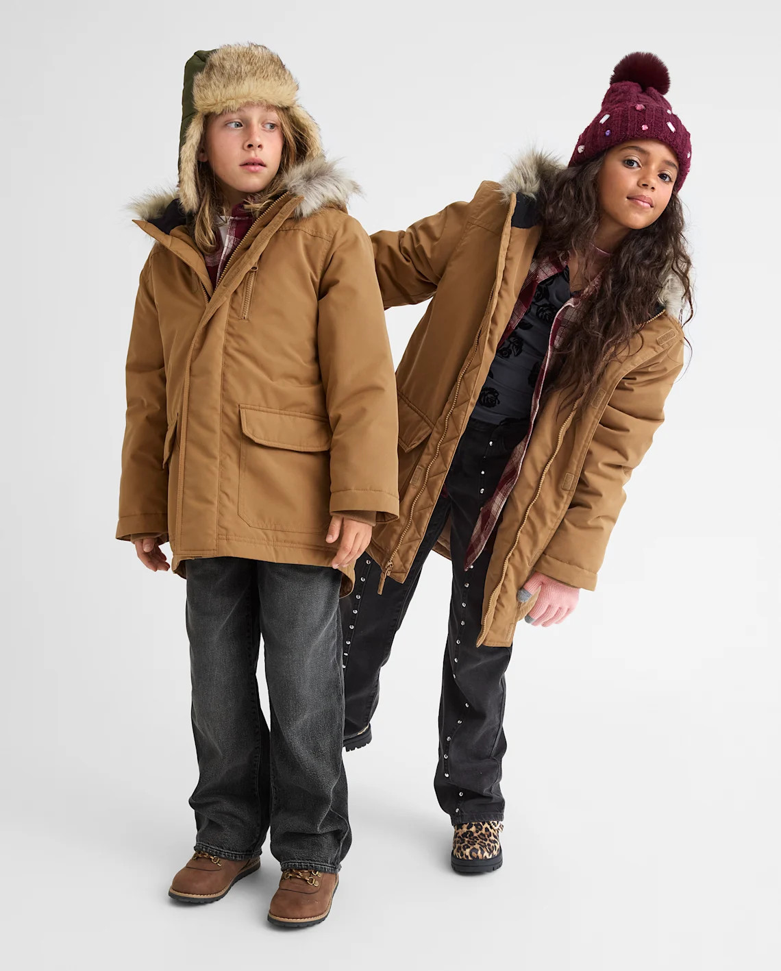 Kids Midweight Microfleece Lined Utility Parka Jacket - brown | The Children's Place