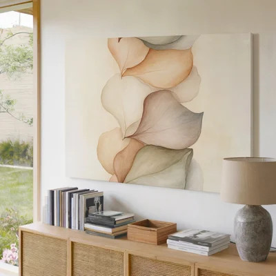 Abstract Floral Neutral Earth Tone Leaves Modern Decor Canvas Wall Art Print For Living Room, Bedroom, Office, Hallway, Entryway, Gallery Wall And Mod | Wayfair North America